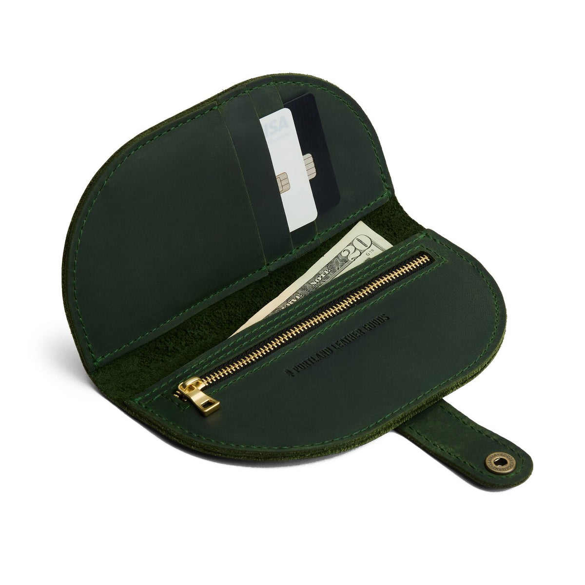 Evergreen | Semicircle bifold wallet with snap closure
