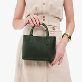 Evergreen Small | Petite tote purse with structured leather handles and crossbody strap