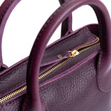 Plum ANY Zipper | Petite tote purse with structured leather handles and crossbody strap