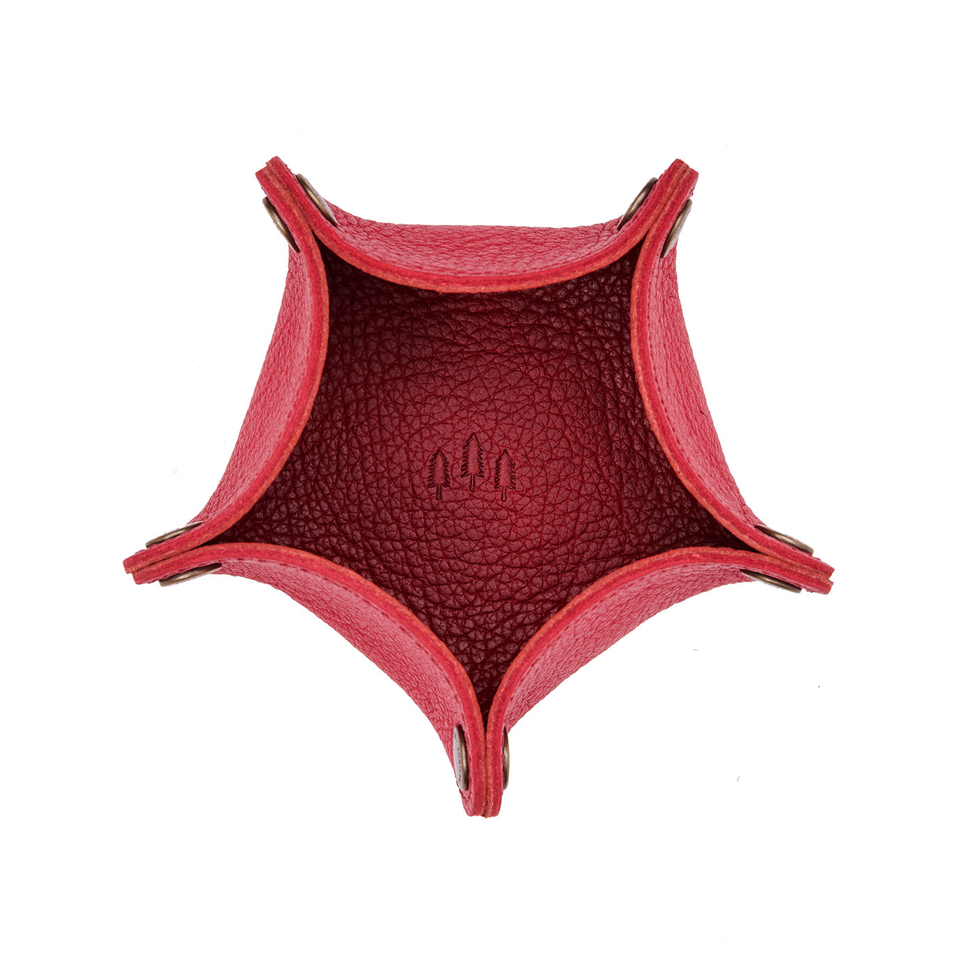 Cherry | Star-shaped foldable leather tray with snap-button corners