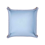 Cobalt | Square-shaped foldable leather tray with snap-button corners