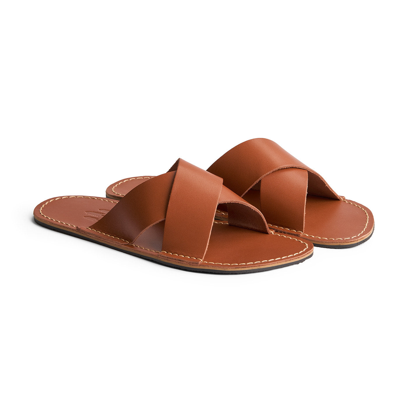 Miele | Flat leather sandals with debossed PLG three tree logo in sole