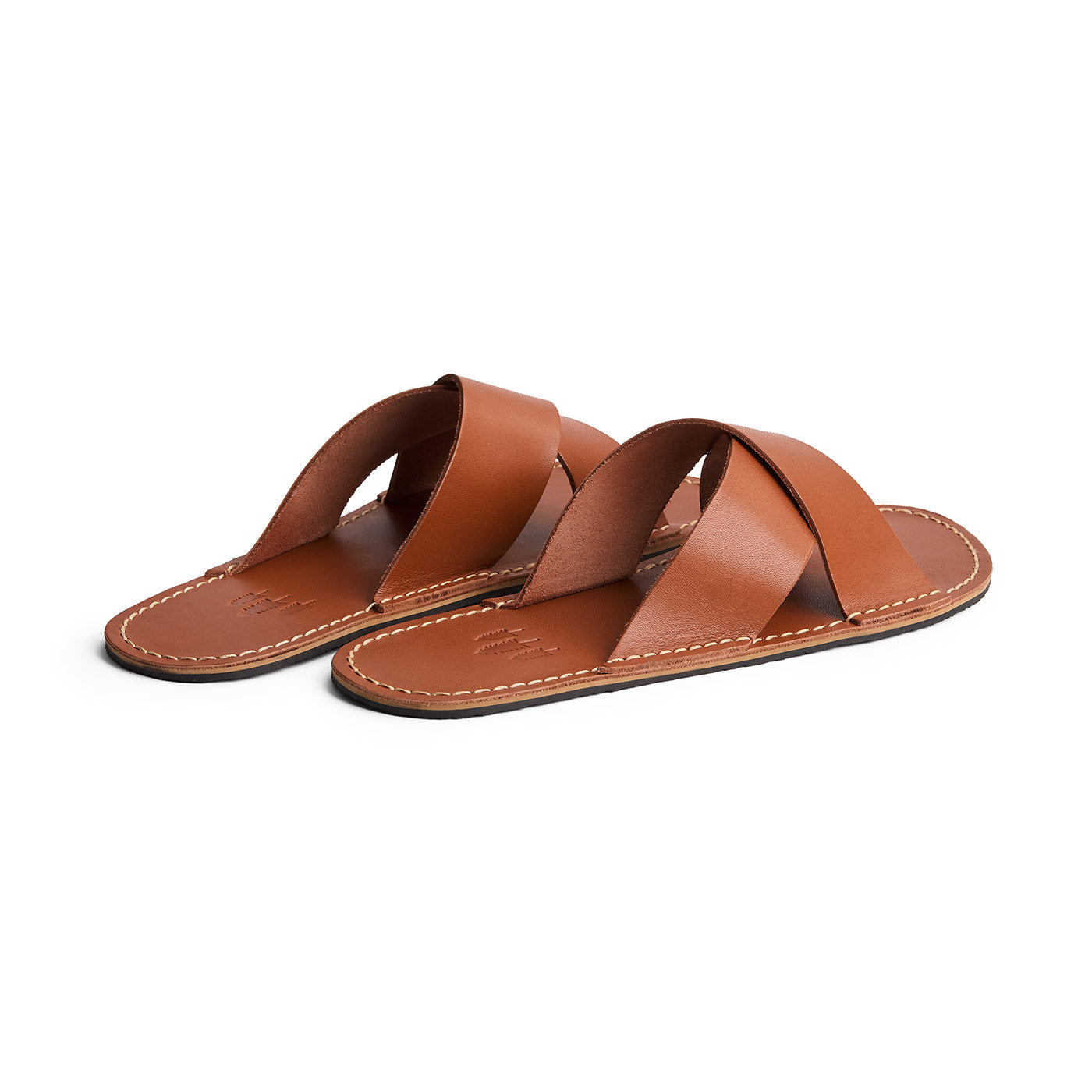 Miele | Flat leather sandals with debossed PLG three tree logo in sole