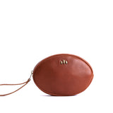 Chestnut Large | Oval shaped pouch with zipper and wristlet strap