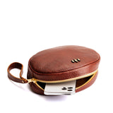 Nutmeg Large | Oval shaped pouch with zipper and wristlet strap
