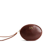 Cognac Small | Oval shaped pouch with zipper and wristlet strap