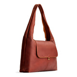 Nutmeg Large | Slouchy triangle shaped shoulder bag with a flap