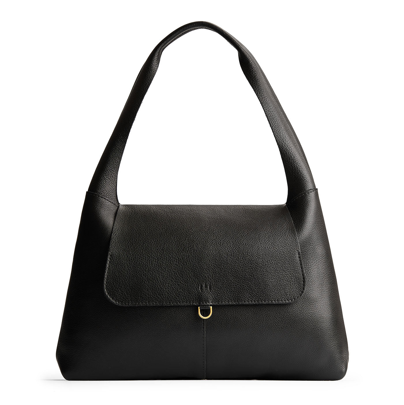 Pebbled--black*Large | Slouchy triangle shaped shoulder bag with a flap