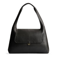 Pebbled--black*Large | Slouchy triangle shaped shoulder bag with a flap