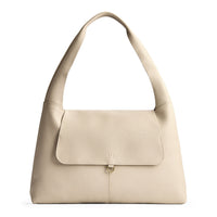 Pebbled Bone*Large | Slouchy triangle shaped shoulder bag with a flap