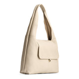 Pebbled Bone Large | Slouchy triangle shaped shoulder bag with a flap