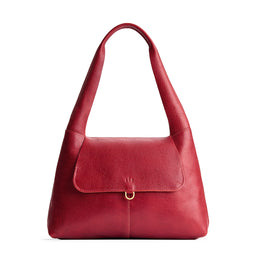 Chili Red*Medium | Slouchy triangle shaped shoulder bag with a flap