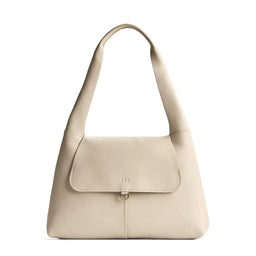 Pebbled Bone*Medium | Slouchy triangle shaped shoulder bag with a flap