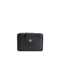 Pebbled--black | Compact wallet with snap closure and zippered pouch