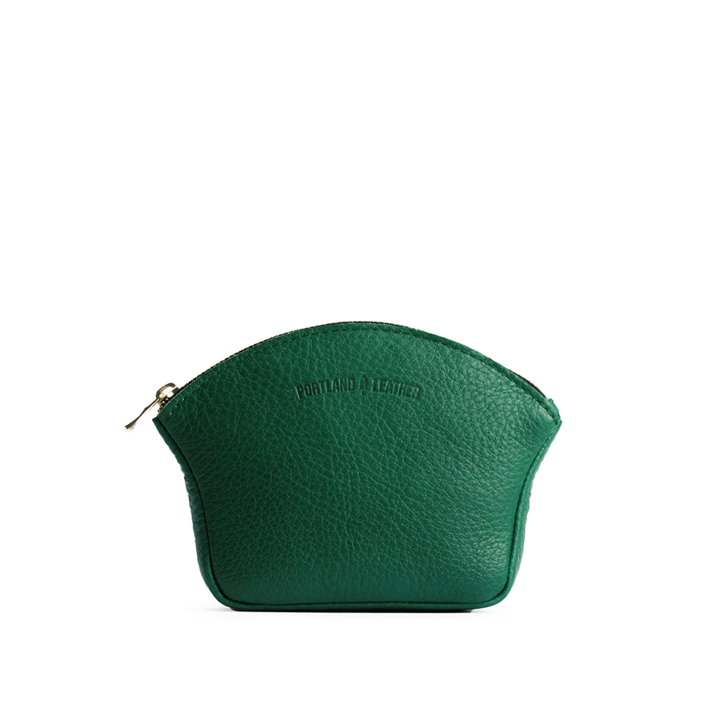 Bacalar*Large | Seashell shaped leather makeup bag with curved top zipper and flat bottom