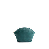 Sea Glass Small | Seashell shaped leather makeup bag with curved top zipper and flat bottom