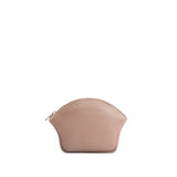 Stone Small | Seashell shaped leather makeup bag with curved top zipper and flat bottom