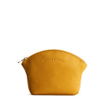 Sunshine Large | Seashell shaped leather makeup bag with curved top zipper and flat bottom