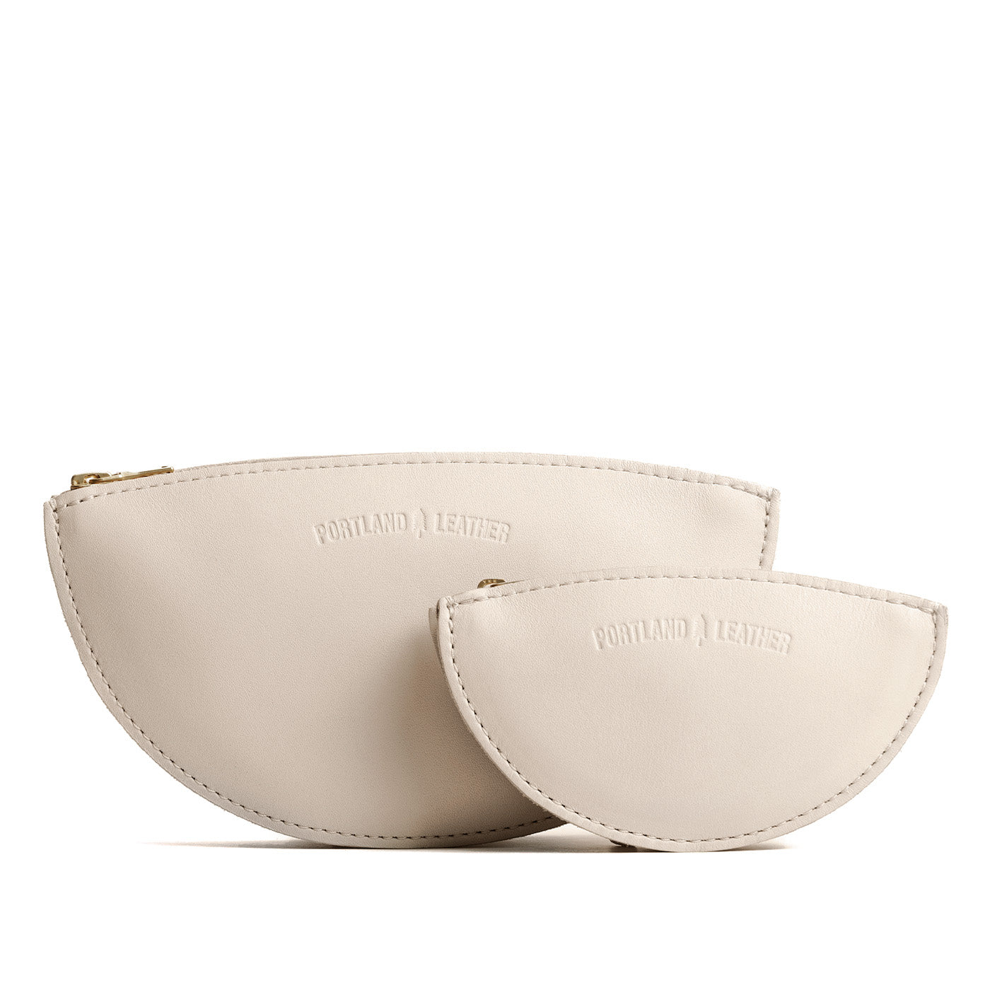 Bone | Half circle shaped leather zip pouch