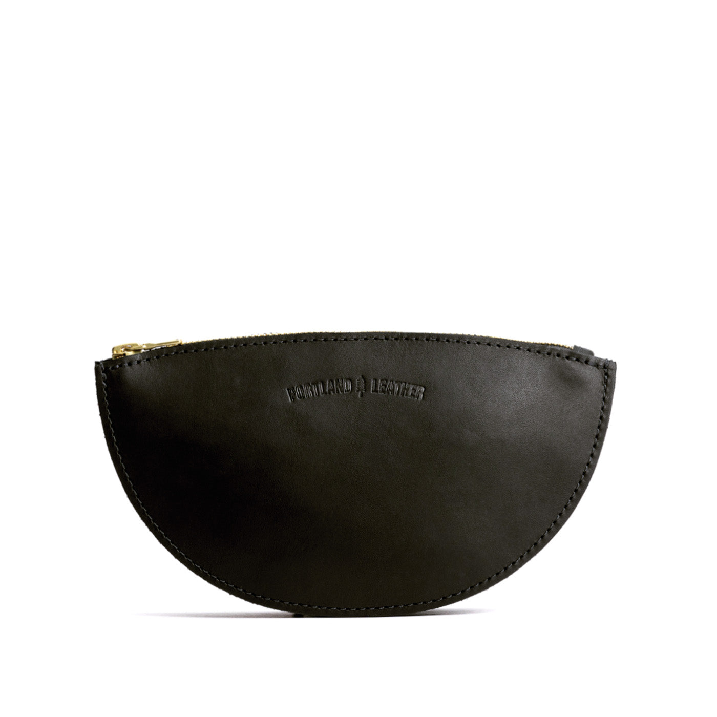 Black*Large | Half circle shaped leather zip pouch