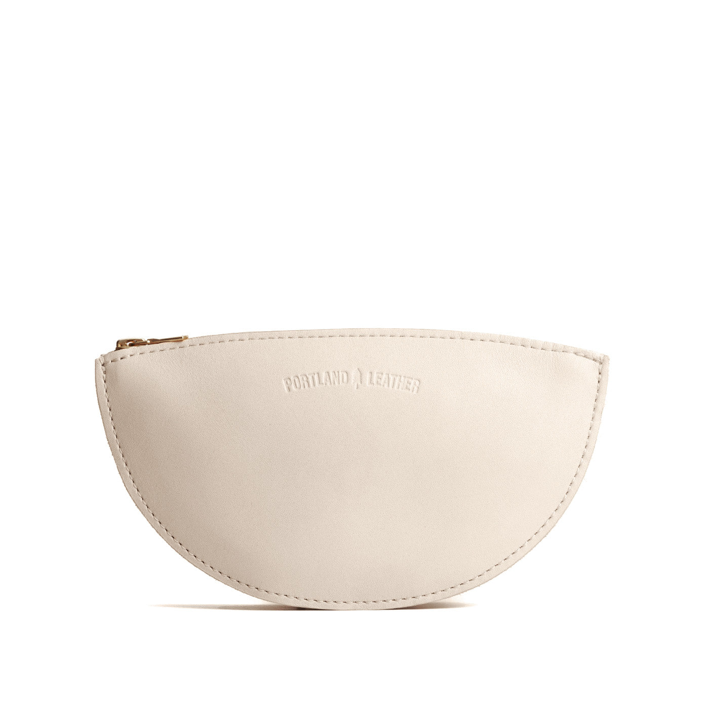 Bone*Large | Half circle shaped leather zip pouch