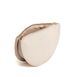Bone Large | Half circle shaped leather zip pouch