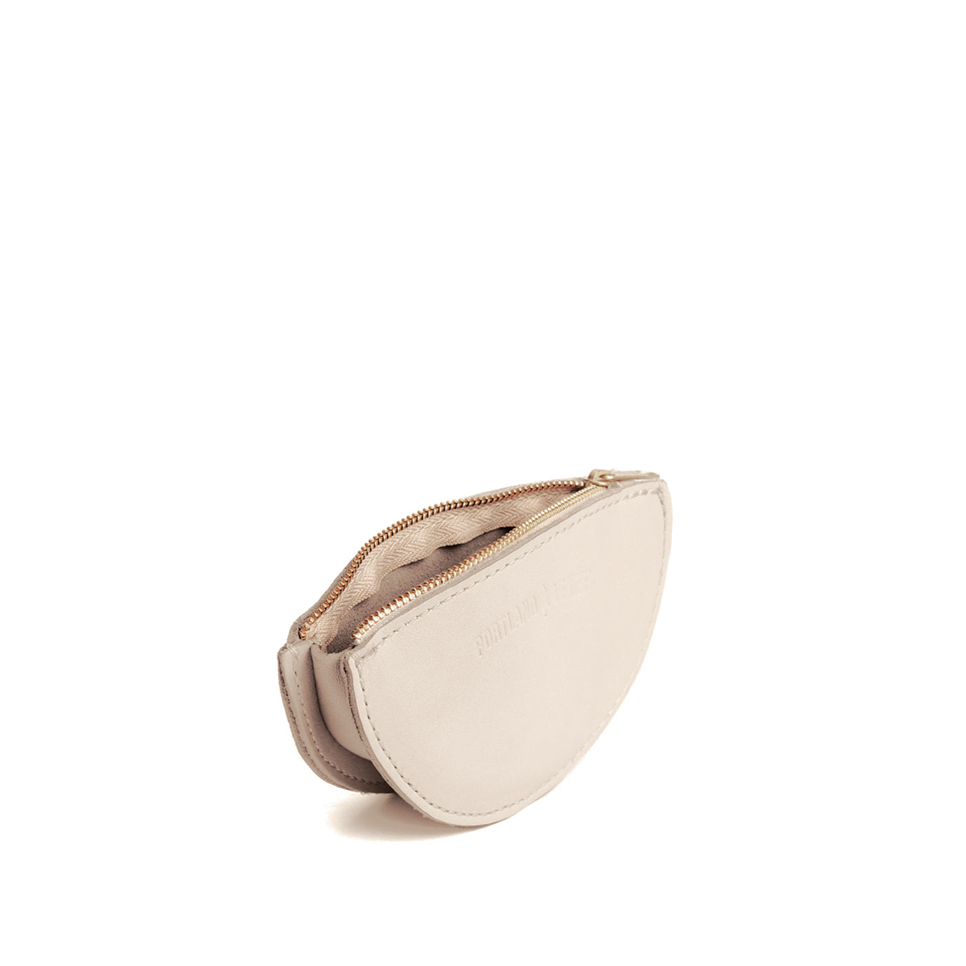 Bone*Small | Half circle shaped leather zip pouch