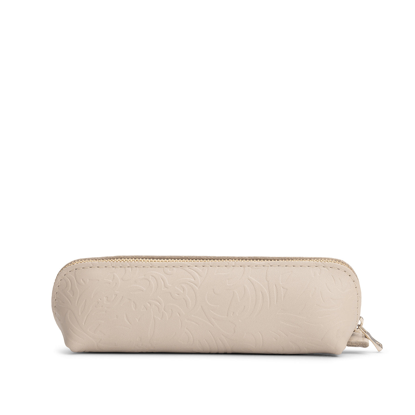 Jasmine | Leather pouch with curved seams and top zipper