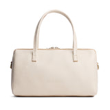 Pebbled Bone Oversized | Mini duffle shaped handbag with crossbody strap