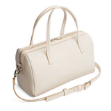Pebbled Bone Oversized | Mini duffle shaped handbag with crossbody strap