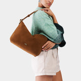 Jackson Large | Medium sized slouchy leather shoulder bag with zipper opening and three metal tree emblems