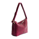 Orchid Small | Petite slouchy leather shoulder bag with zipper opening and three metal tree emblems