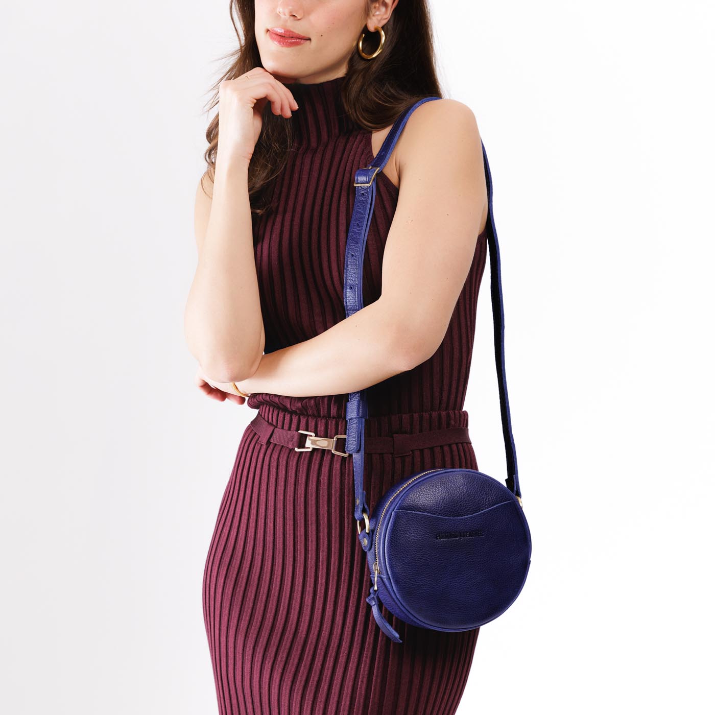 Cobalt*Small | Circle shaped crossbody bag with top zipper