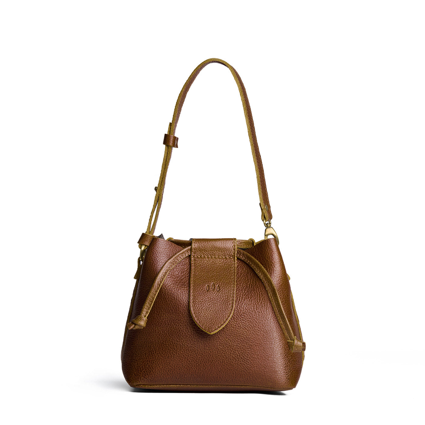 Asheville*Small | Symmetrical leather bag with leather drawstring closure and adjustable shoulder strap