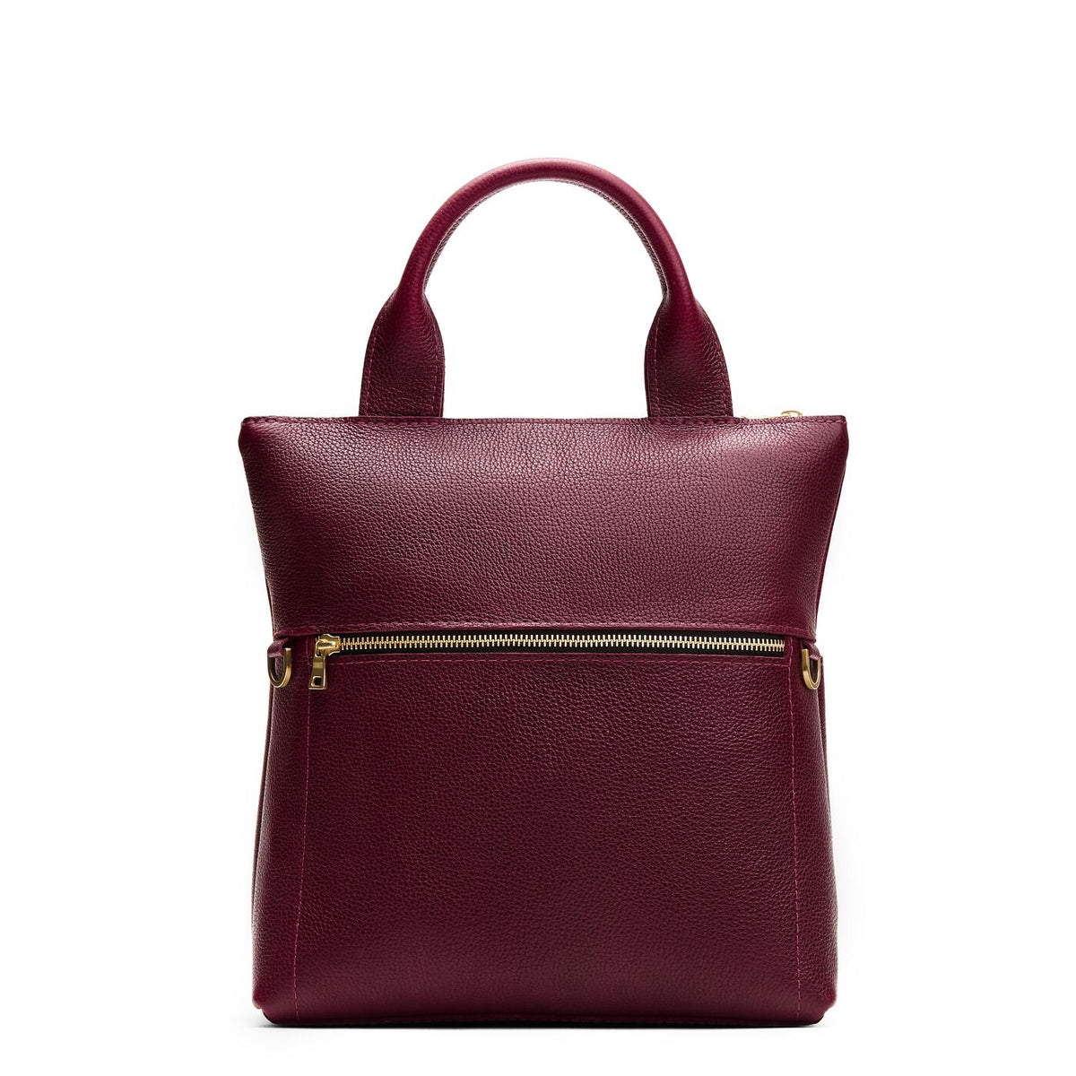 Cabernet*Small | Convertible tote clutch crossbody with a front zipper pocket and top carry handles