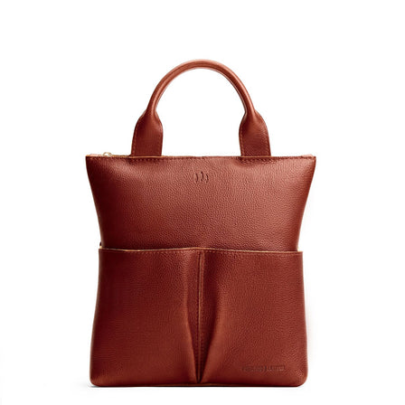 Nutmeg*Large  | Convertible tote clutch crossbody with two large front pocket and top carry handles
