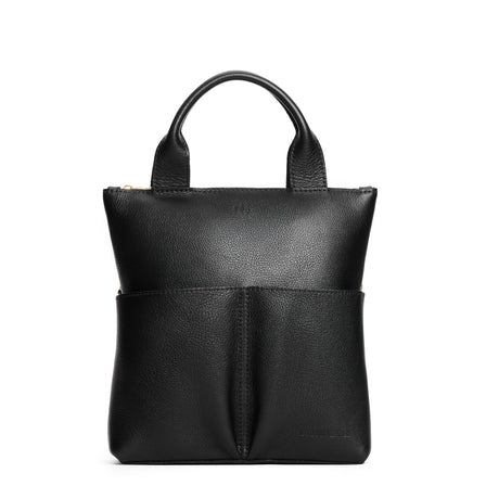 Pebbled--black*Large | Convertible tote clutch crossbody with two large front pocket and top carry handles