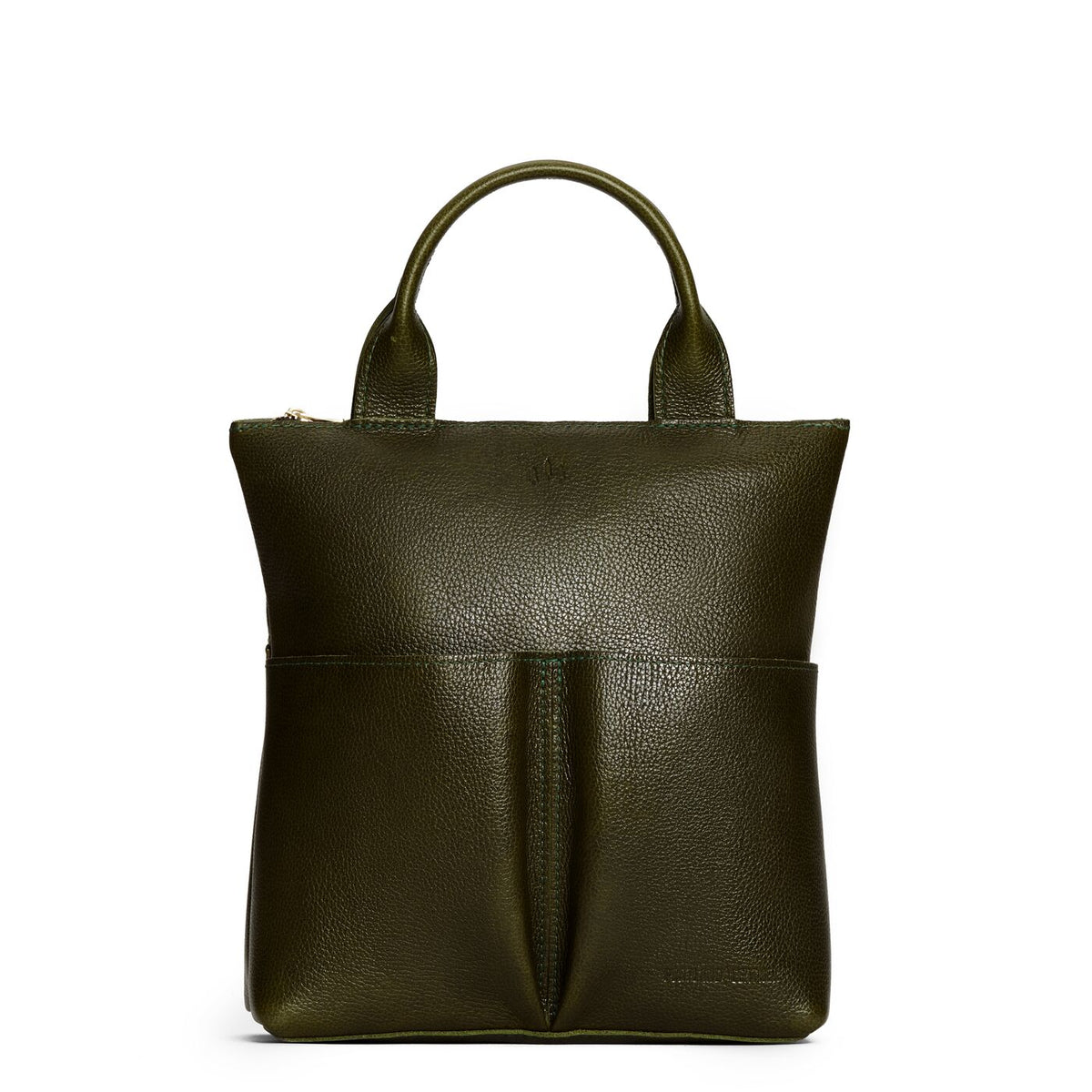 Pebbled Olive*Small | Convertible tote clutch crossbody with two large front pocket and top carry handles