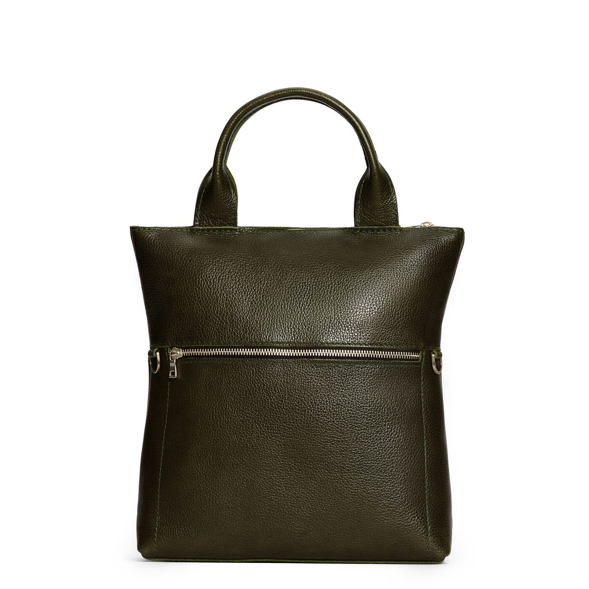 Pebbled Olive*Small | Convertible tote clutch crossbody with a front zipper pocket and top carry handles