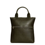 Pebbled Olive Small | Convertible tote clutch crossbody with a front zipper pocket and top carry handles