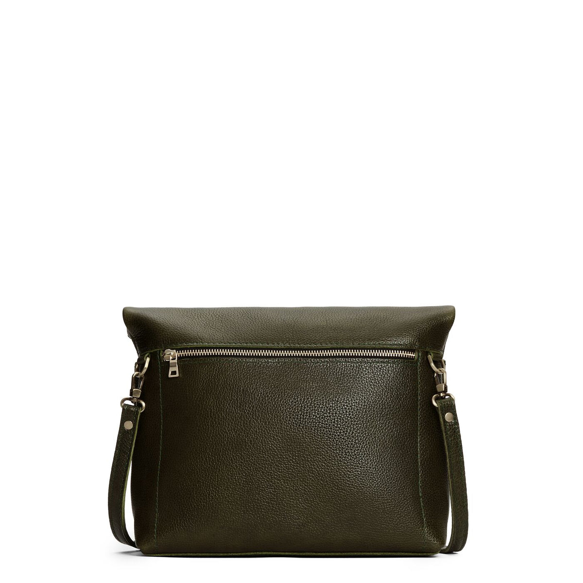 Pebbled Olive*Small | Convertible tote clutch crossbody with a back zipper pocket folded into a clutch