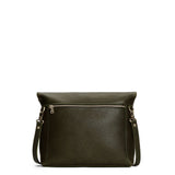 Pebbled Olive Small | Convertible tote clutch crossbody with a back zipper pocket folded into a clutch