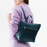 Lagoon Small | Small square slim leather tote backpack