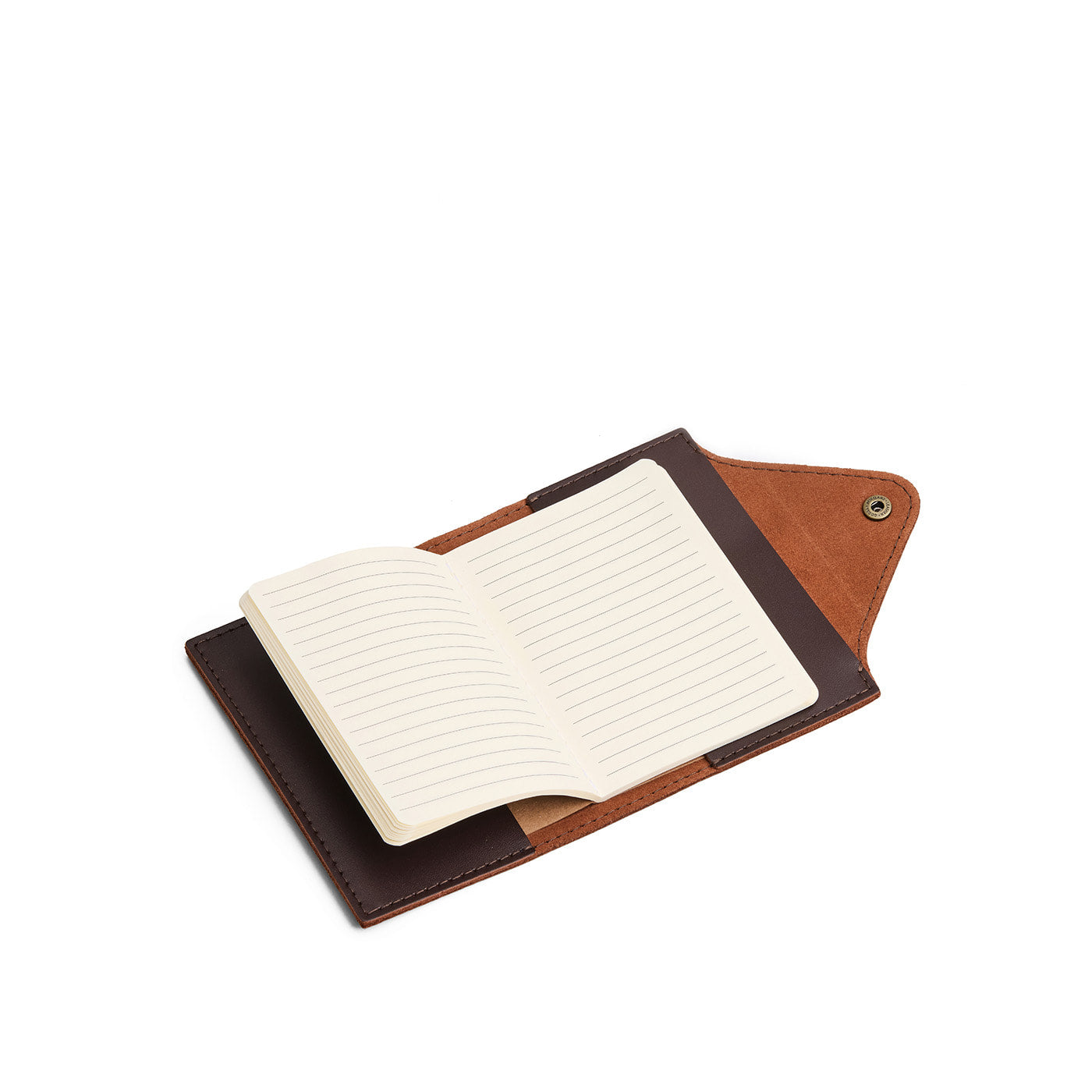 Grizzly*Small | Leather journal cover with button snap cover open