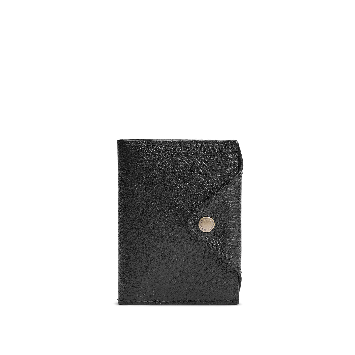 Pebbled--black*Small | Leather journal cover with button snap cover closed