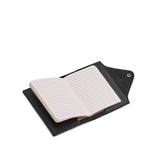 Pebbled--black Small | Leather journal cover with button snap cover closed