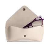 Bone | Leather sunglasses case with snap closure