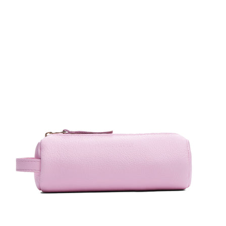 Pinkaboo | Cylindrical leather pouch with zipper and handle