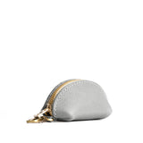 Nimbus | Taco shaped leather pouch with zipper and swivel lobster clasp on white background
