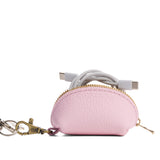 Pinkaboo | Taco shaped leather pouch with zipper and swivel lobster clasp on white background